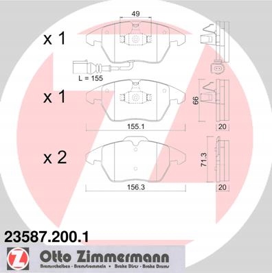 DISCOS ZAPATAS PARTE DELANTERA ZIMMERMANN VW EOS 