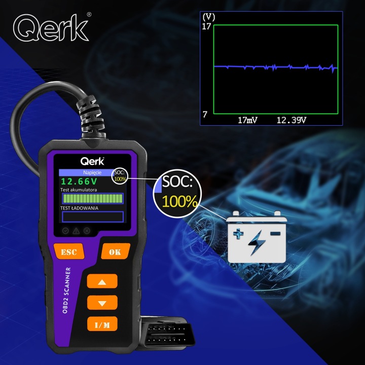 QERK T51 INTERFACE DIAGNOSTIC OBD2 TESTEUR BATTERIE FRANÇAIS MENU OBD