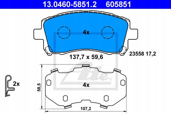 DISCOS ZAPATAS PARTE DELANTERA ATE SUBARU IMPREZA BERLINA 