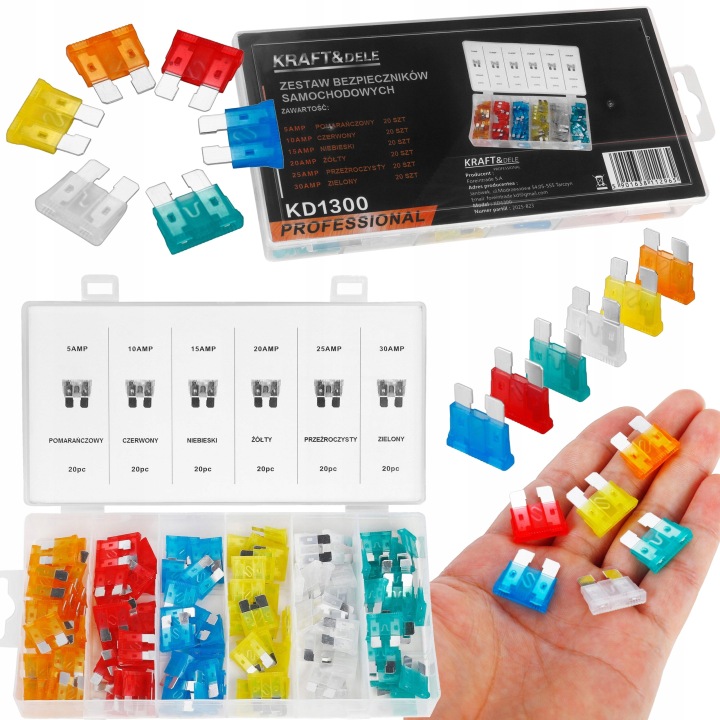 KIT FUSIBLES FUSIBLES AUTOMOBILE 120SZT. 5-30A KRAFT&DELE