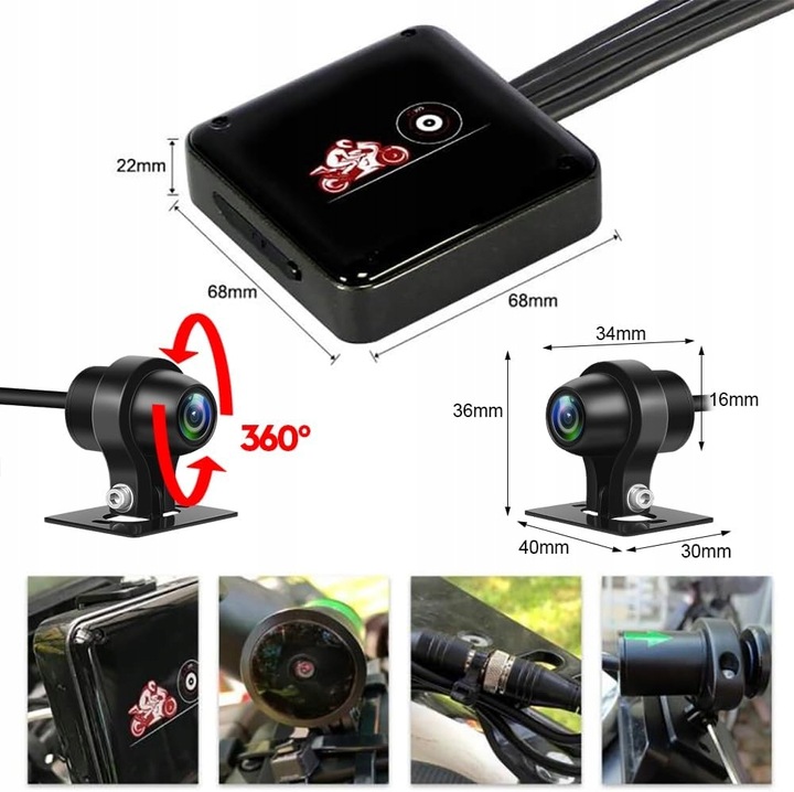 VSYSTO 2 PCS. CAMERA ON DASH PANEL MOTORCYCLE 1080P MONITOR ELECTRICAL FITTING DASHBOARD CAMERA 