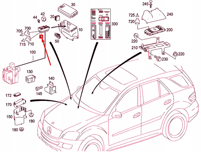 MERCEDES-BENZ M W164 FUSE COFFRE A1645402972