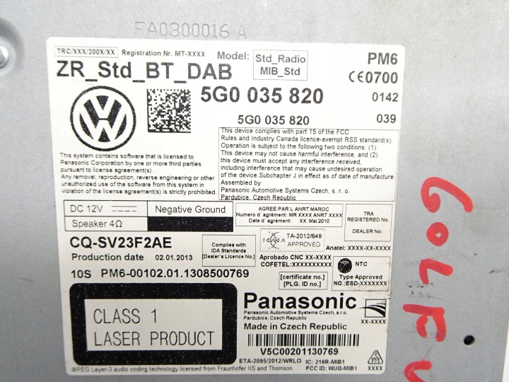 CHANGEUR VOLKSWAGEN GOLF VII EA0300016A