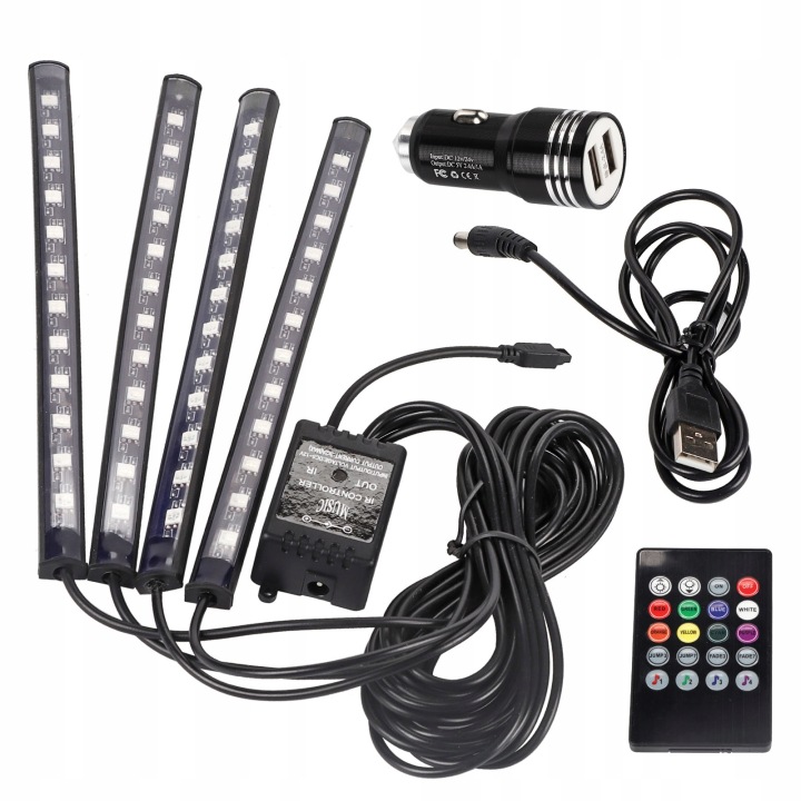 ÉCLAIRAGE 48 LED RGB VERS VOITURES VOITURE ÉCLAIRAGE SOUS PIEDS 22 CM USB