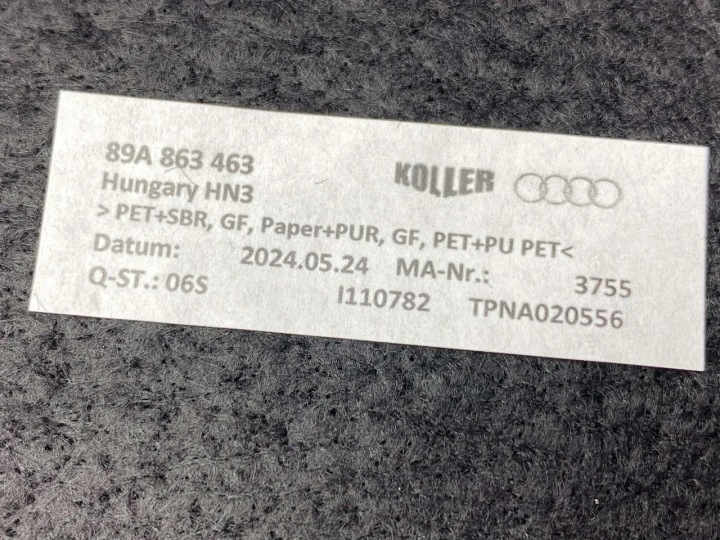 AUDI Q4 REVÊTEMENT PLANCHER COUVERCLES DE COFFRE 2024 SUV 4/5DR 89A863463 (23-24)