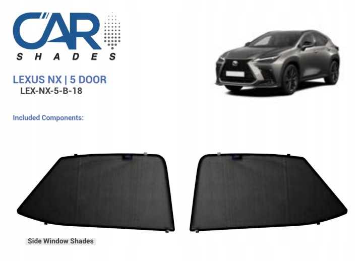 VOLETS LATÉRAL LEXUS NX350 2022- CAPUCHONS RIDEAUX ANTI-SOLAIRE