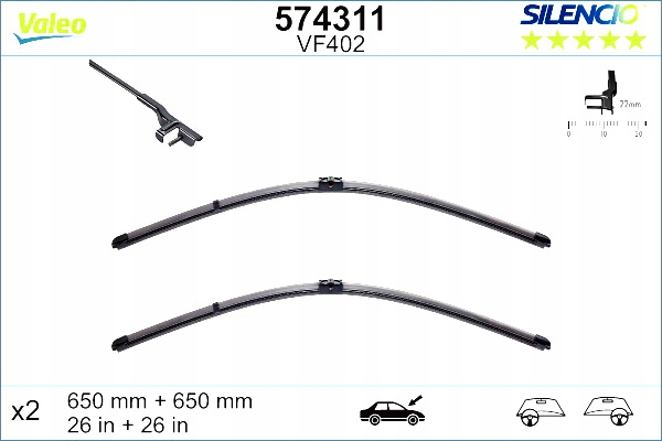 LIMPIAPARABRISAS ESCOBILLAS 2 PIEZAS VF402 SILENCIO XTRM 650MM MERCEDES CLS C219 E 