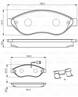 DISCOS ZAPATAS PARTE DELANTERA BOSCH CITROEN JUMPER CAJA 