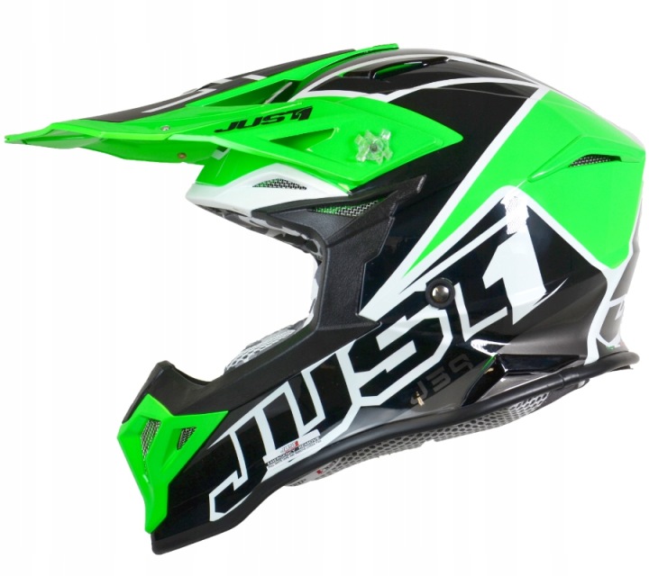 CASQUE JUST1 J39 THRUSTER NOIR GREEN FLUO WHITE GLOSS AVEC