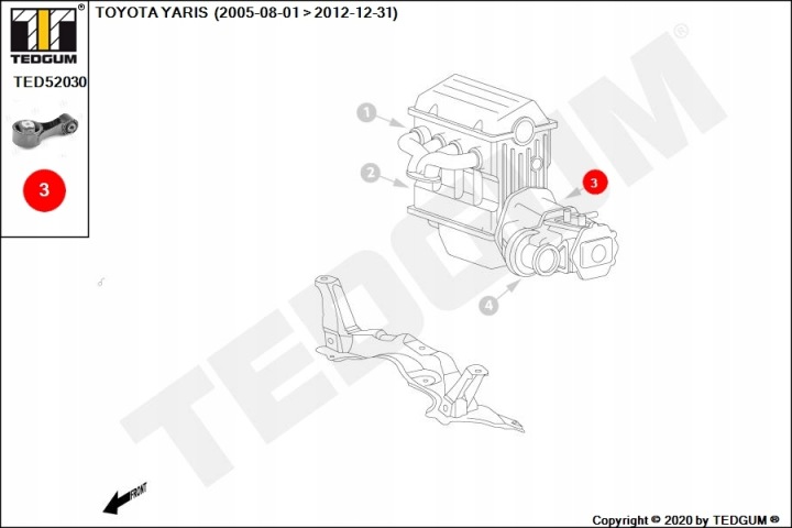 COUSSIN MOTEUR AVEC ARRIÈRE TOYOTA YARIS 1.0 08.05-12.11 T PAQUET CONDUCTEUR #2