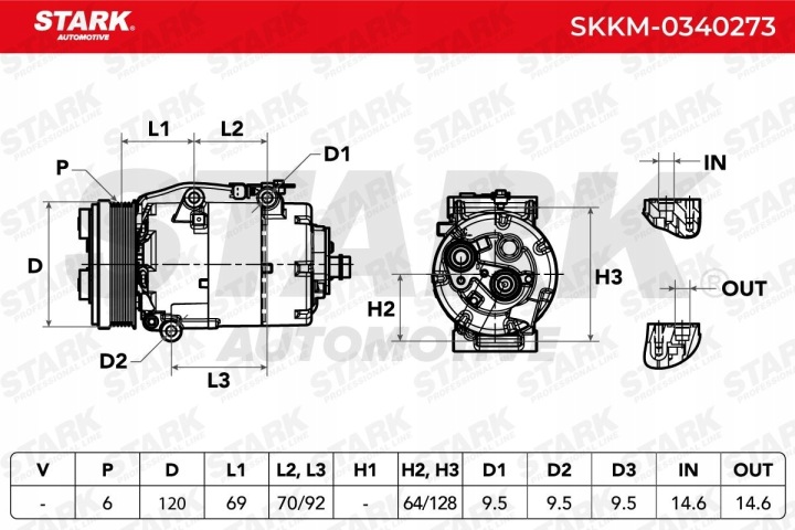STARK SKKM-0340273 COMPRESSEUR DE CLIMATISATION VS16 PAG 46 VERS FORD KUGA I