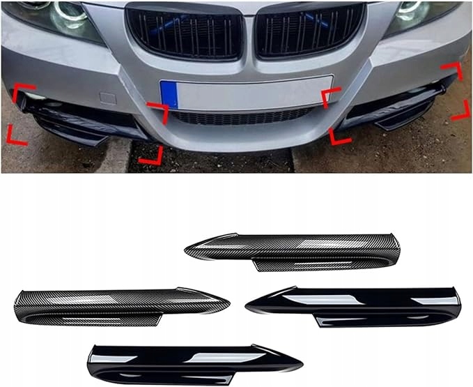 FLAPSY BRIDA DE PARAGOLPES BMW E90 E91 M PAQUETE SPOILER PARTE DELANTERA CARBÓN 