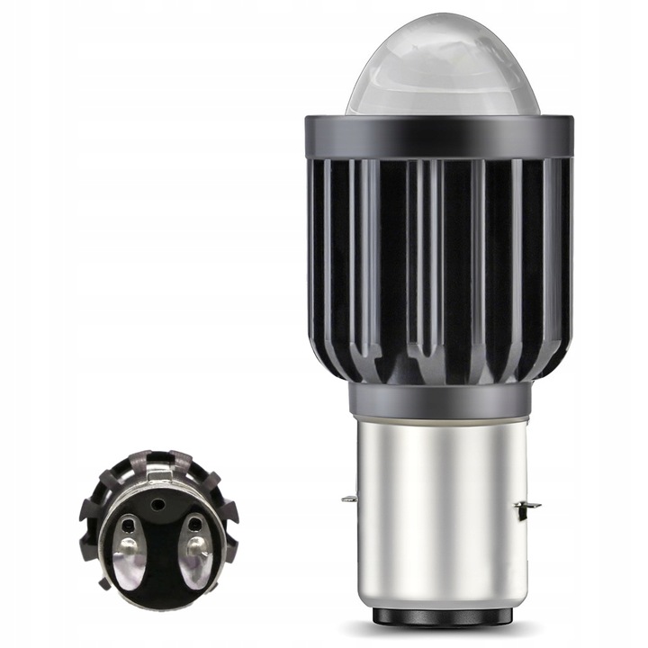 LAMP LED BA20D MOTORCYCLE 6000K LENS 