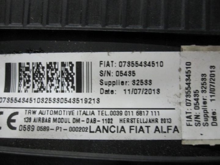 PANDA III 13R COUSSIN CONDUCTEUR AIRBAG 07355434510 34098054A