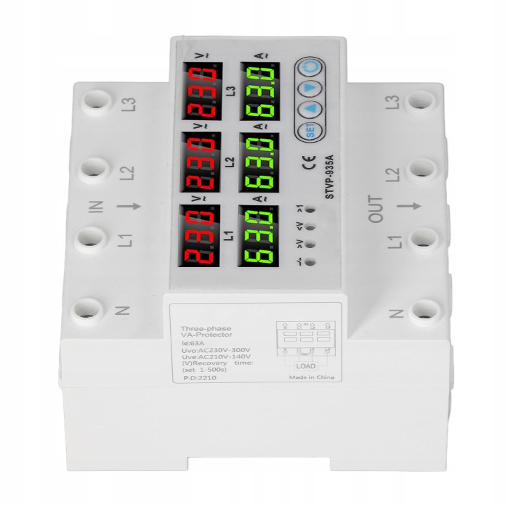 RÉGLABLE TENSION COURANT PROTECTOR 3-FAZOWY AC220/380V 63A