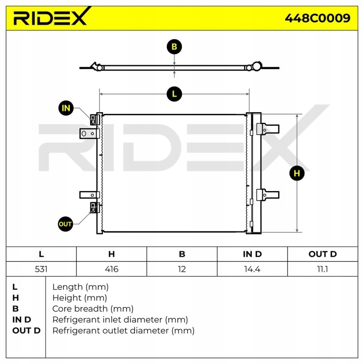 RIDEX 448C0009 DÉSHYDRATEUR CLIMATISATION VERS OPEL ZAFIRA B (A05)