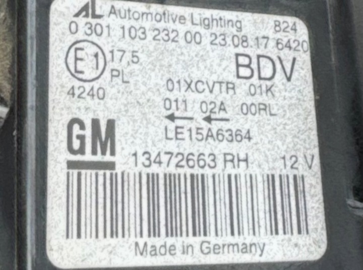 PHARE AVANT DROITE AVANT COMPLET LED OPEL ZAFIRA C LIFT 16-19 13472663 RH