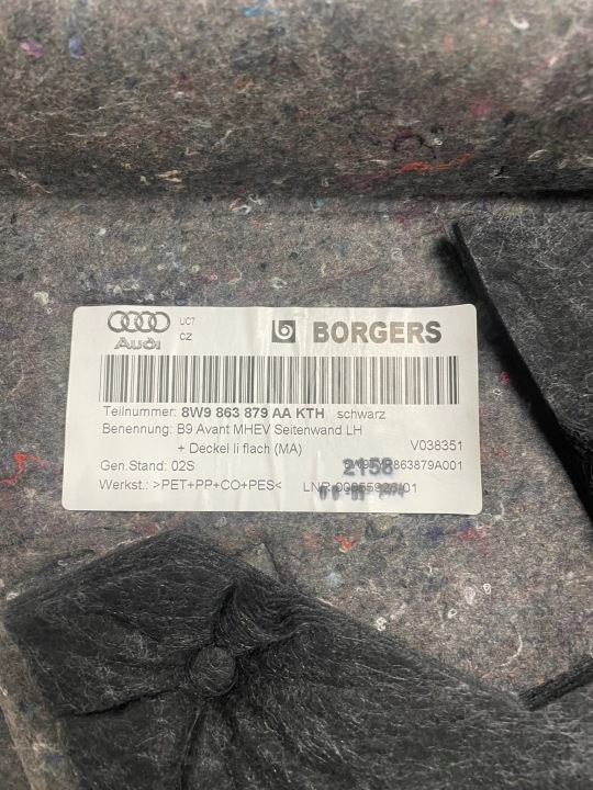 COLLECTEUR COUVERCLES DE COFFRE AUDI A4 B9 AVANT UNIVERSEL 8W9863879AA