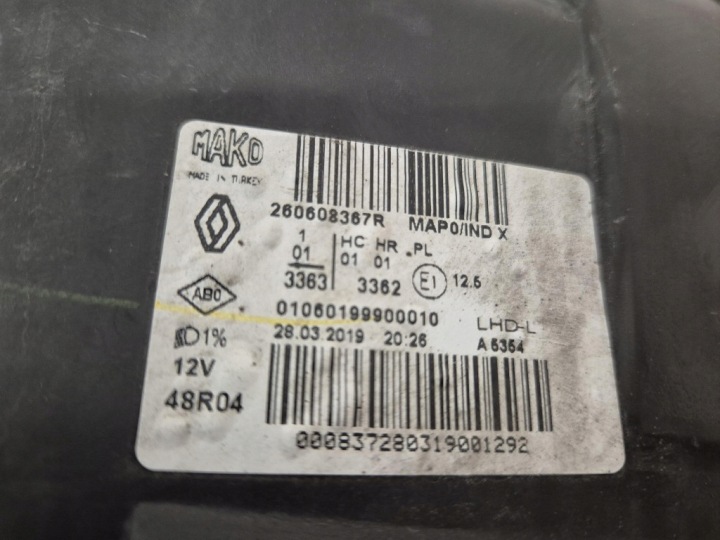 RENAULT CLIO IV 12-20 PHARE GAUCHE AVANT PROJECTEUR GAUCHE 260608367R