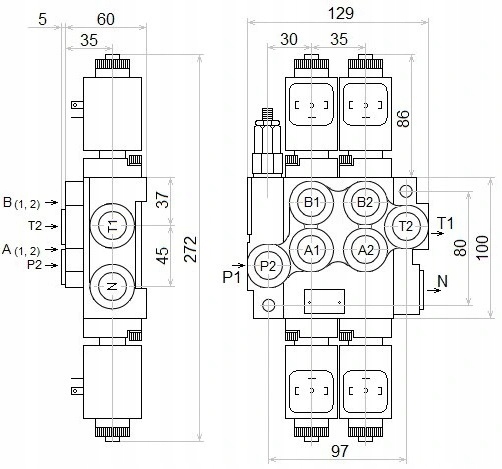 DISTRIBUIDOR HIDRÁULICO ELÉCTRICO 2SEKCYJNY 40L 2Z50 A1A1 24V BADESTNOST 