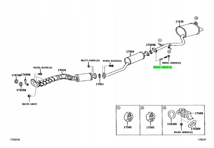 RESORTE SUJECIÓN DE ESCAPE LEXUS IS200 IS300 IS220D RX300 RX450H OEM TOYOTA 