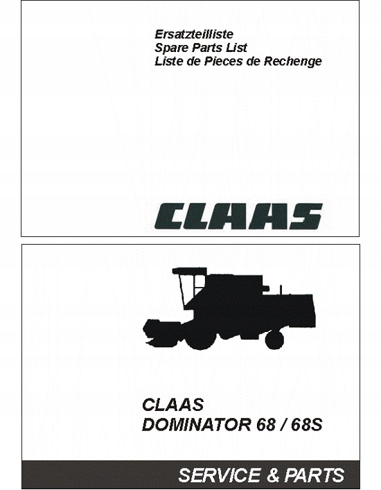 CLAAS DOMINATOR 68, 68 S - KATALOG PIEZAS DE REPUESTO 