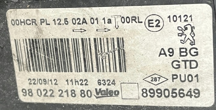 PHARE GAUCHE AVANT AVANT PEUGEOT 208 I 1 RESTYLAGE LIFT 9802221880 EUROPE