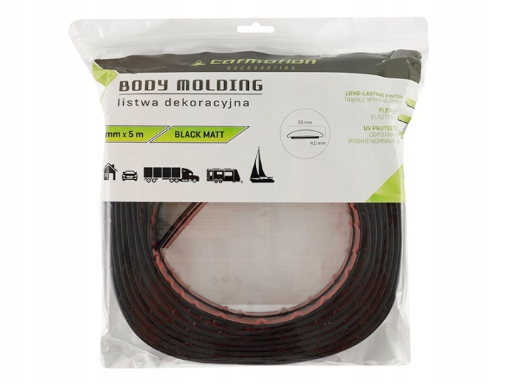 MOULURE DÉCORATIVE NOIR POUSSOIR 55 MM X 5 M AUTOADHÉSIF ÉLASTIQUE (86178)