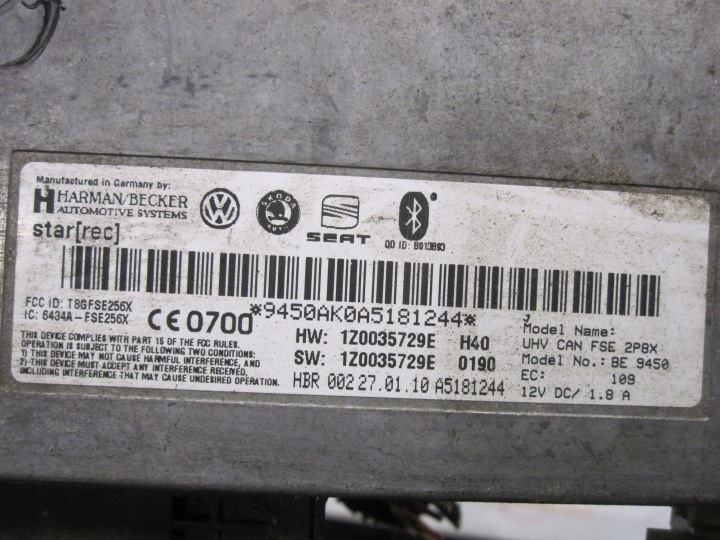 SEAT LEON II LIFT 1.6 TDI 10R MODULE BLUETOOTH 1Z0035729E