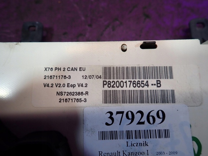 RENAULT KANGOO I 03-09 1.6 100KM COMPTEUR TABLEAU DE BORD P8200176654B