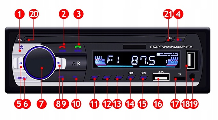 RADIO DE AUTOMÓVIL 1DIN AUDI 80 1972-1996 