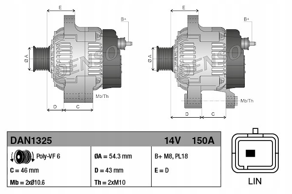 ALTERNATEUR (14V 150A) CITROEN C4 CACTUS C4 GRAND DROIT