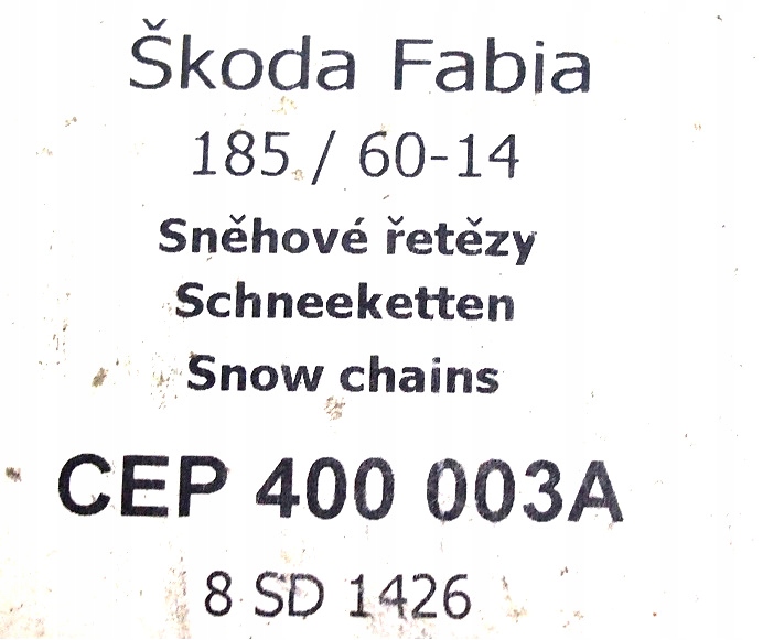 CADENAS NIEVE SKODA FABIA / ROOMSTER 185/60 R14 CEP400003A 