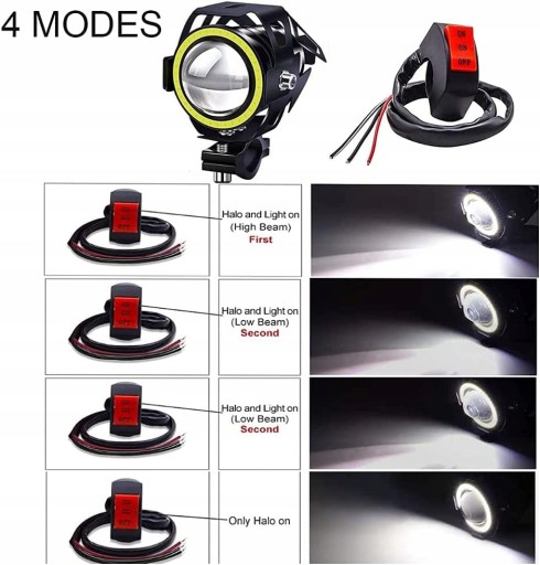 2 X HALÓGENO PARA MOTOCICLETA U7 MINI CONMUTADOR RING 