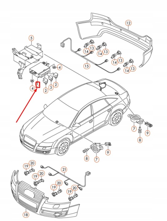 AUDI A4 B8 PDC CONTRÔLEUR SYSTÈMES STATIONNEMENT 8K0919475AA ORIGINAL