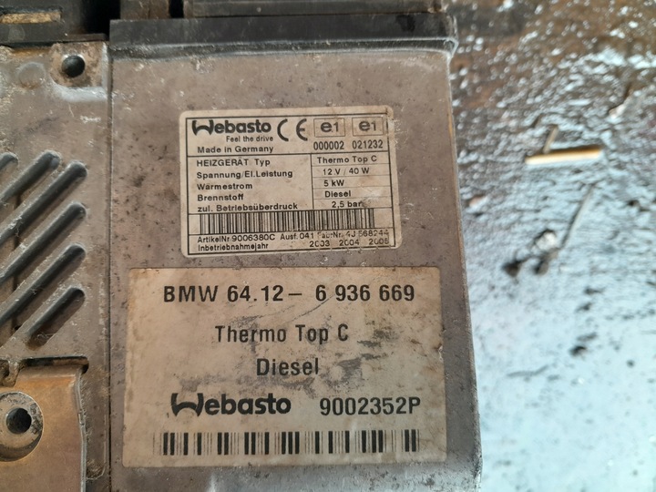 WEBASTO CALENTADOR BMW 7 E65 3.0D 64126936669 