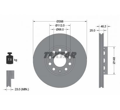 TEXTAR DISCS VW PASSAT B5 AUDI A4 B6 B7 288M 2 PCS. photo 2 - milautoparts-fr.ukrlive.com