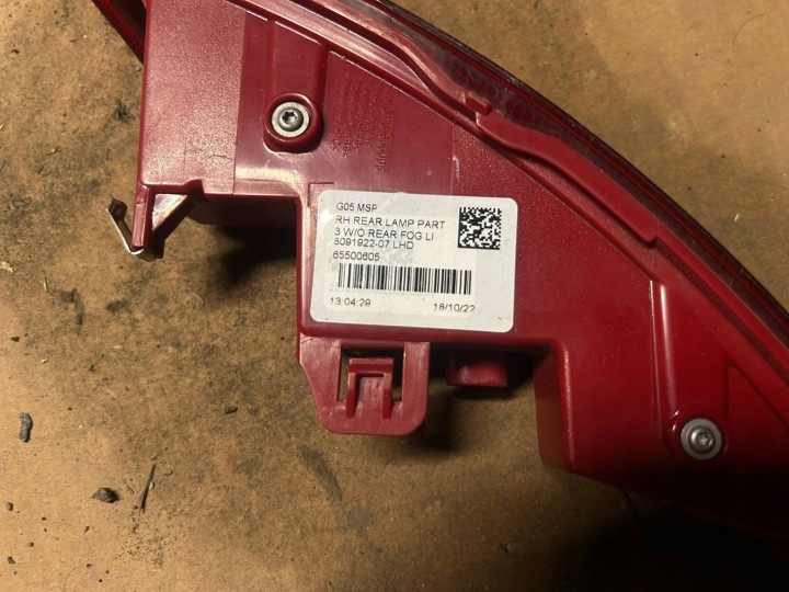 ORIGINAL RÉFLECTEUR PARE-CHOCS DROIT ARRIÈRE BMW X5 G05 LCI 8091922 9KM