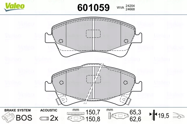 VALEO 601059 ZAPATAS DE FRENADO 