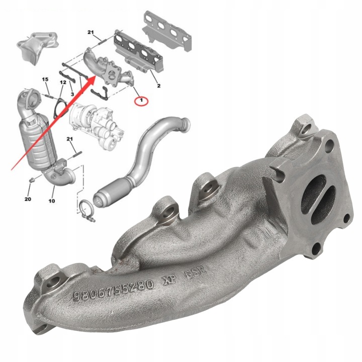 COLLECTEUR ÉCHAPPEMENT MOTEUR V759703180 MÉTALLIQUE COLLECTEUR GAZEUX VO