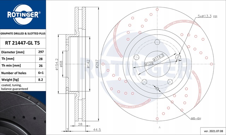 2× ROTINGER RT 21447-GL T5 DISQUE DE FREIN photo 2 - milautoparts-fr.ukrlive.com