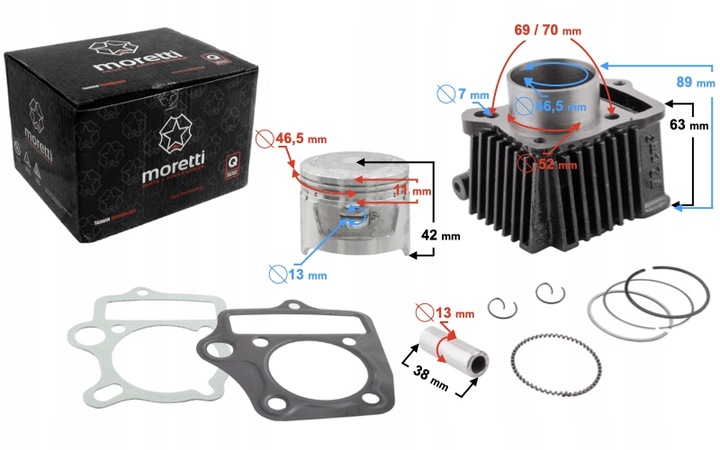 CILINDRO MORETTI PARA MOTOROWERU 4T 80CC 139FMB 