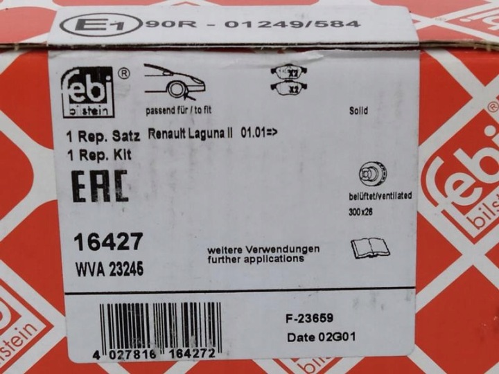 PLAQUETTES FREIN FEBI BILSTEIN 16427 23245183
