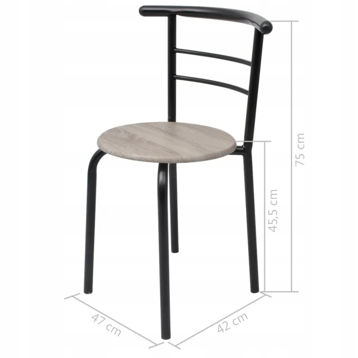 TABLE BAROWY AVEC 2 STOLKAMI NOIR 80X53X74CM