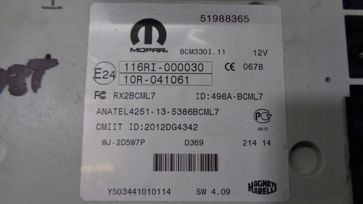 ORDINATEUR CONTACTEUR D'ALLUMAGE FUSIBLE FIAT 500L 1.3 M-JET 2012-