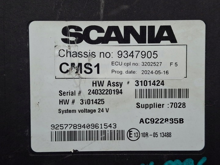 SCANIA CONTRÔLEUR CMS1 ORDINATEUR MODULE CASSETTE 3101424