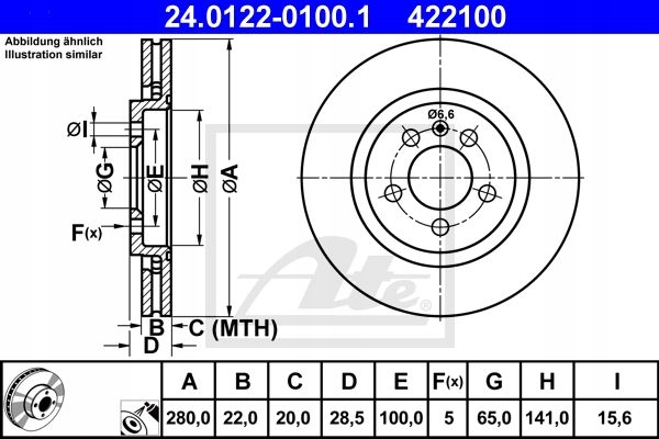 DISC BRAKE ATE - TEVES 24.0122-0100.1 