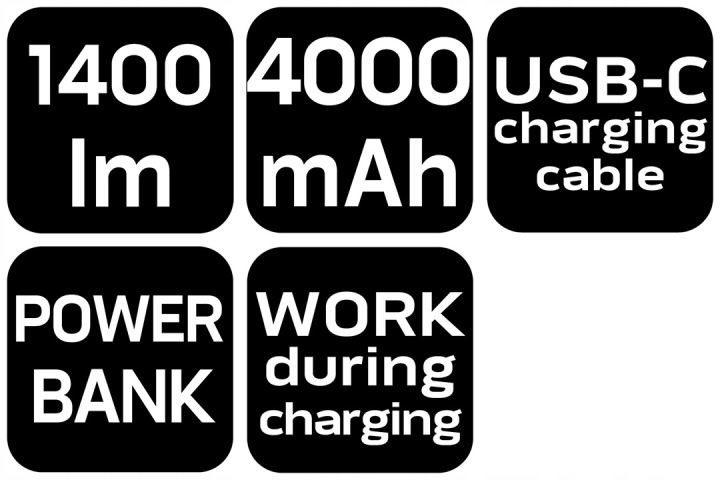 PHARE ATELIER AKUMULATOROWA TRAVAILLÉ VERS GARAZU 1400LM POWERBANK NEO