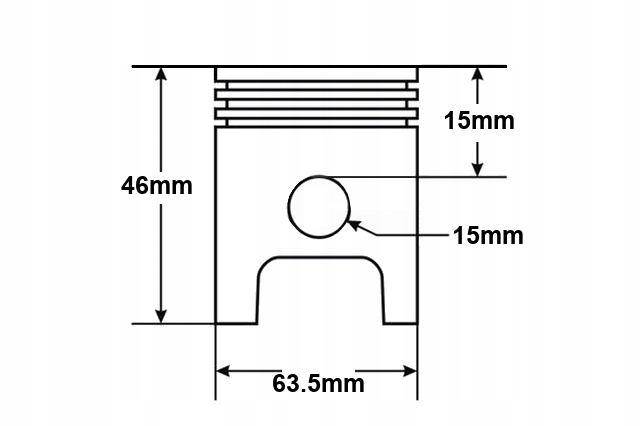 PISTON ATV 200 CG 63.5MM GOUPILLE 15MM AC JEU HW À