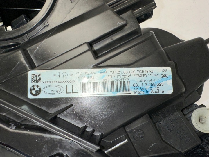 BMW 3 F30 F31 PHARE ORDINAIRE GAUCHE 63117259523